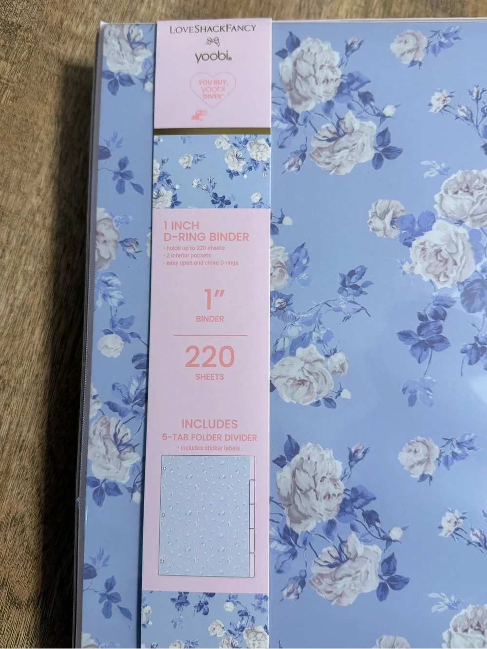 LoveShackFancy Blue Floral 3-Ring Binder with 5 tab folder dividers included